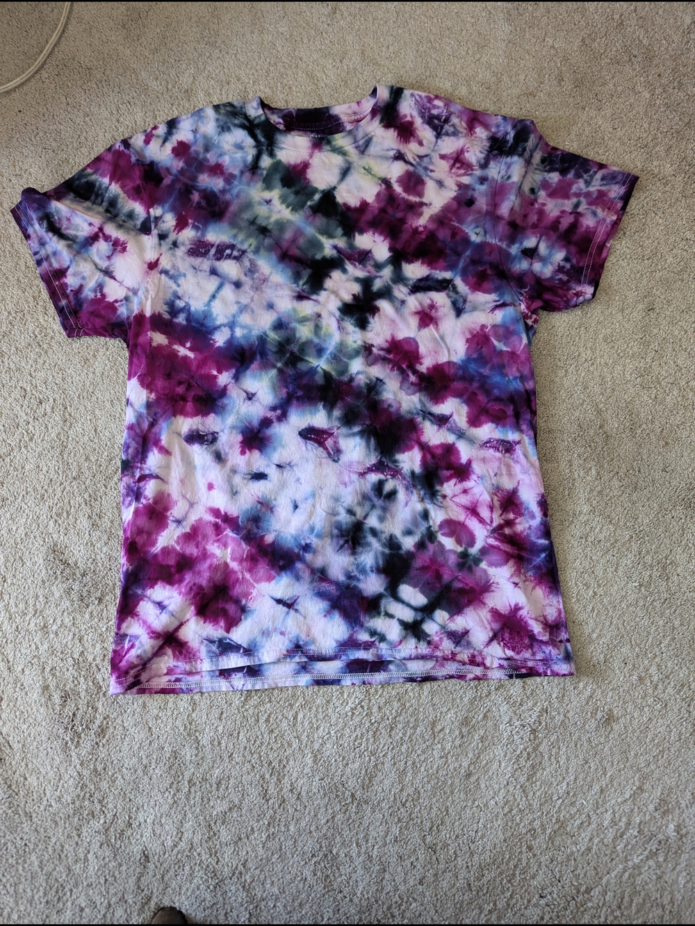 Hand-Dyed Tie Dye T-Shirt in Purple, Blue & Black